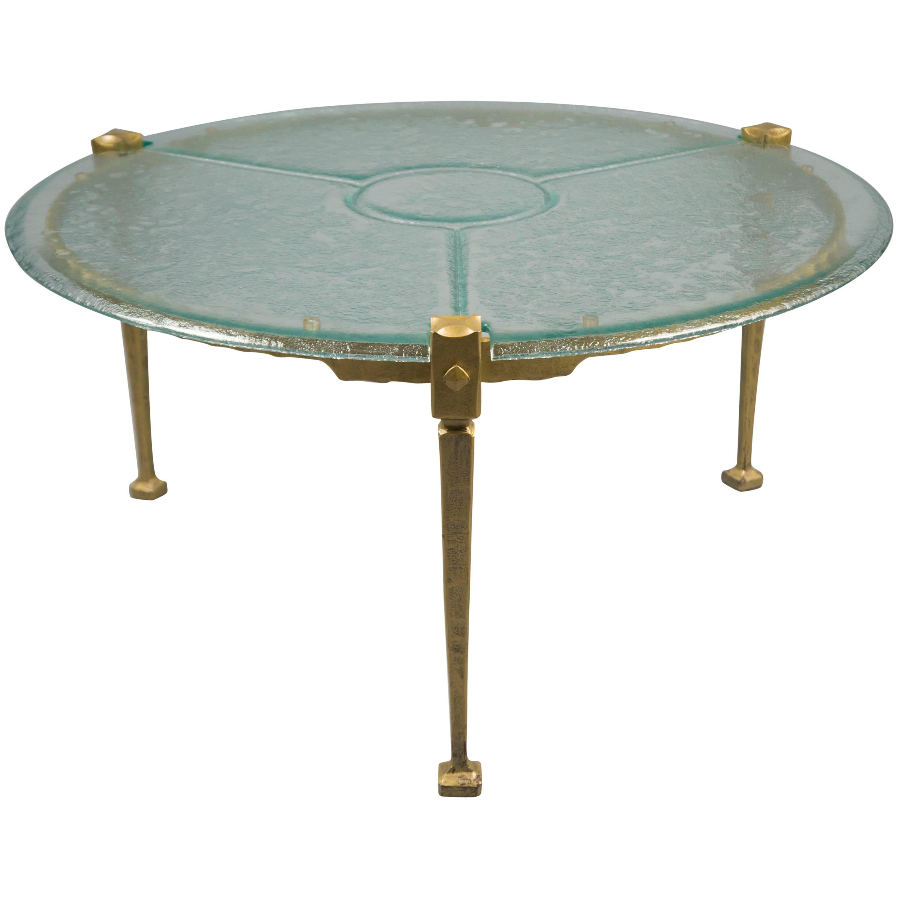 Brass and Glass Coffee Table, France, 1980's