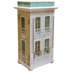 Masterfully Crafted Wooden & Silk-Screen Dollhouse/Cabinet Signed Eric Lansdown