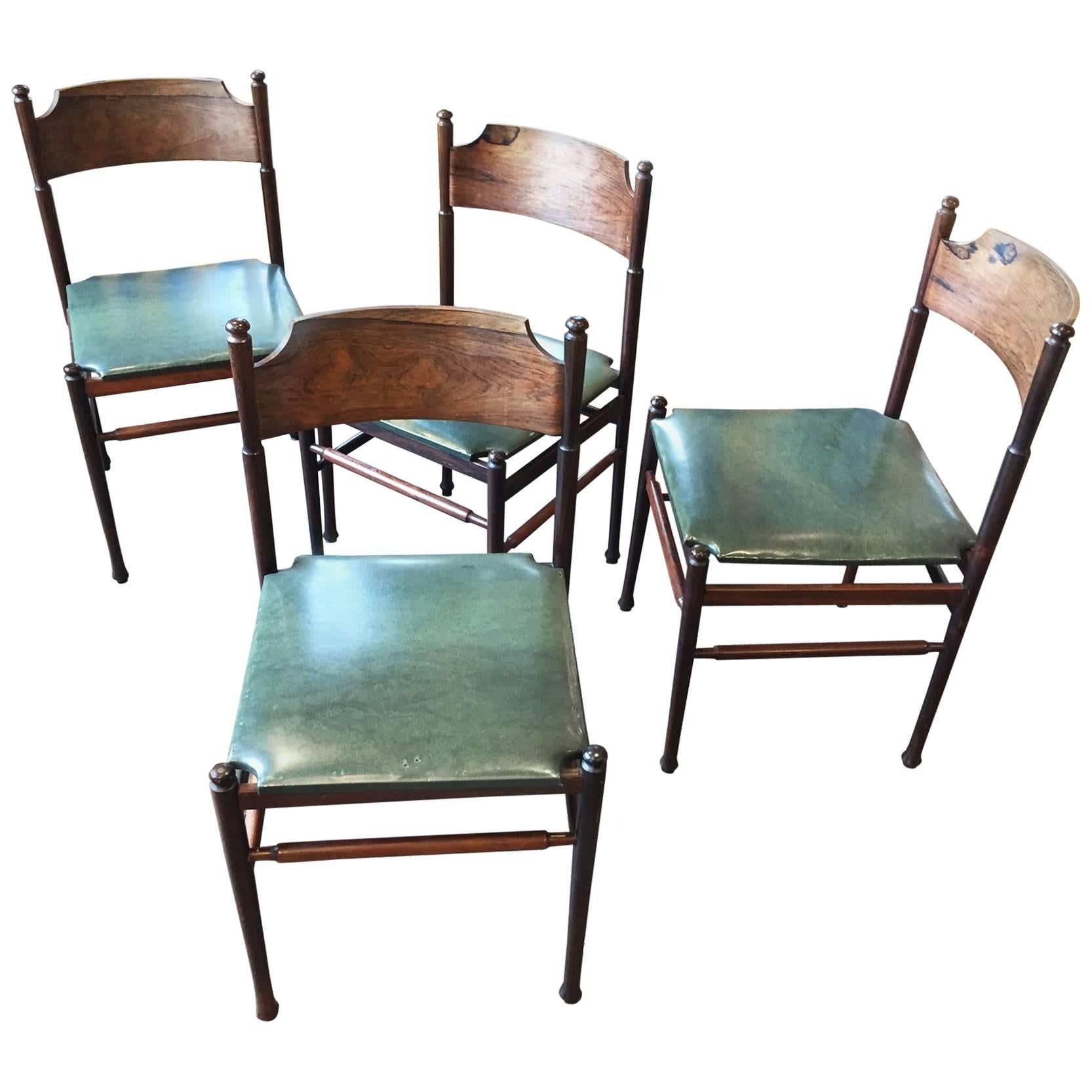 Set of Four Gianfranco Frattini Rosewood Chairs For Sale