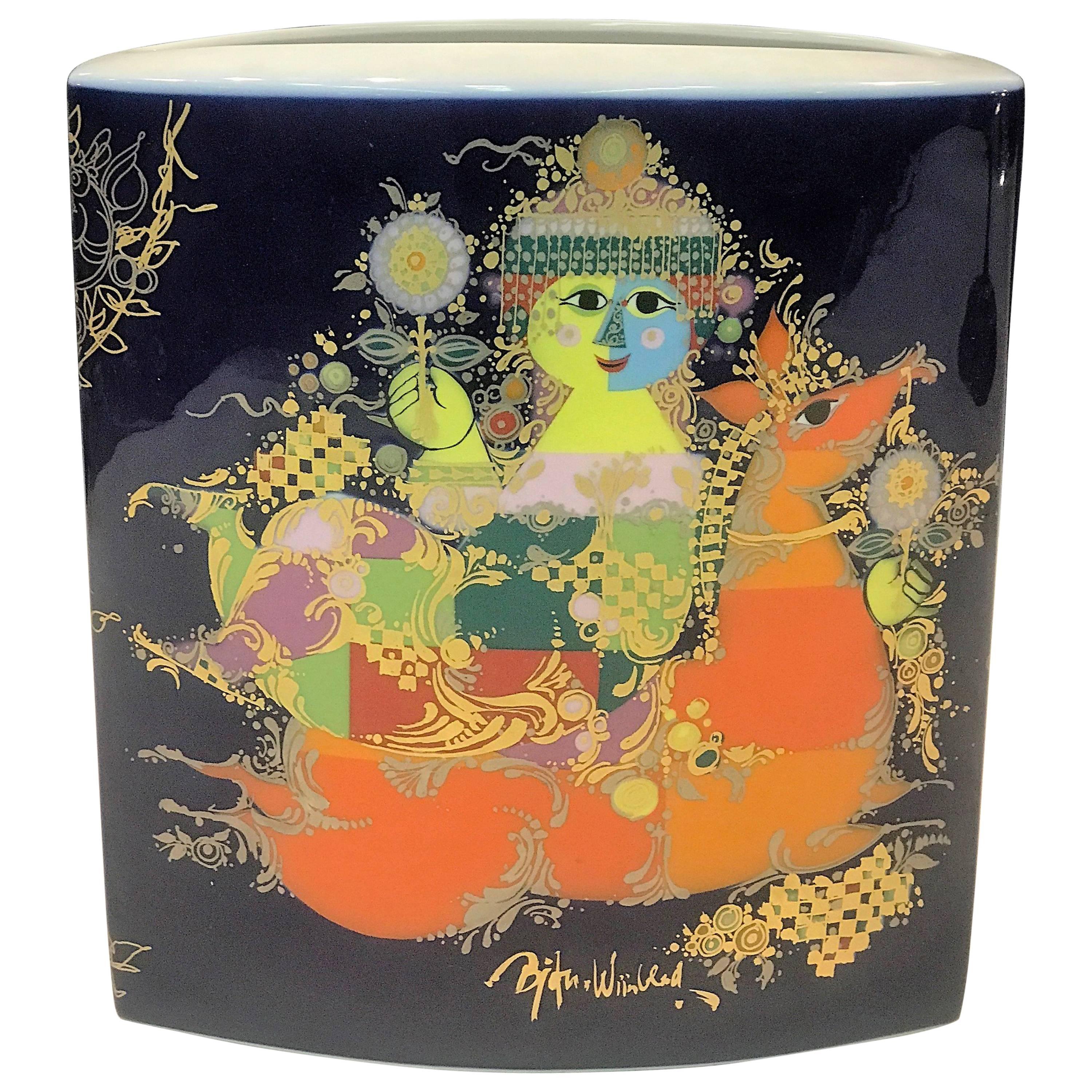 Stunning Rare Bjørn Wiinblad Magical Vase for Rosenthal For Sale