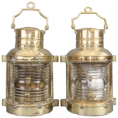 Pair of Russel Stoll Sold Brass Masthead Lanterns