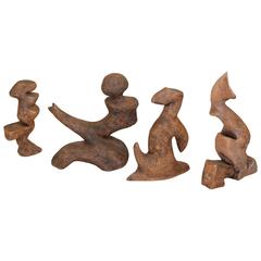 Irene Wheeler, Arrangement of Clay Abstract Figures, Signed 10