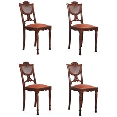 French Art Nouveau Walnut Side Chairs