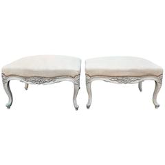 Grand Pair of Antique French 19th Century Louis XV Ottomans