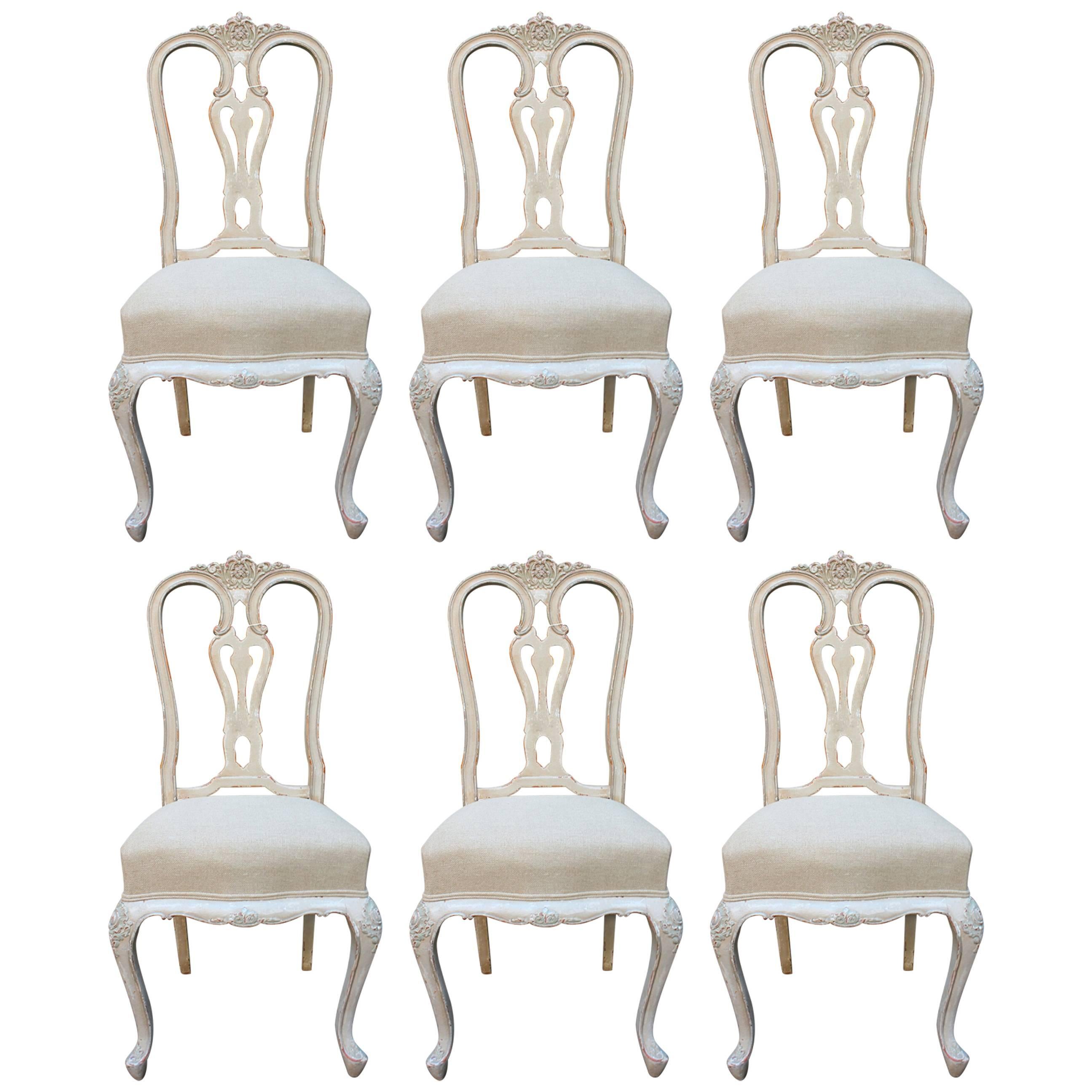 Set of Six Antique French 19th Century Louis XV Dining Chairs