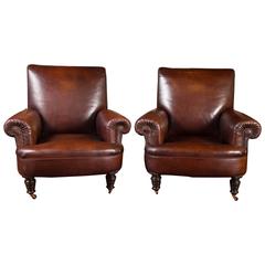 English Leather Club Chairs