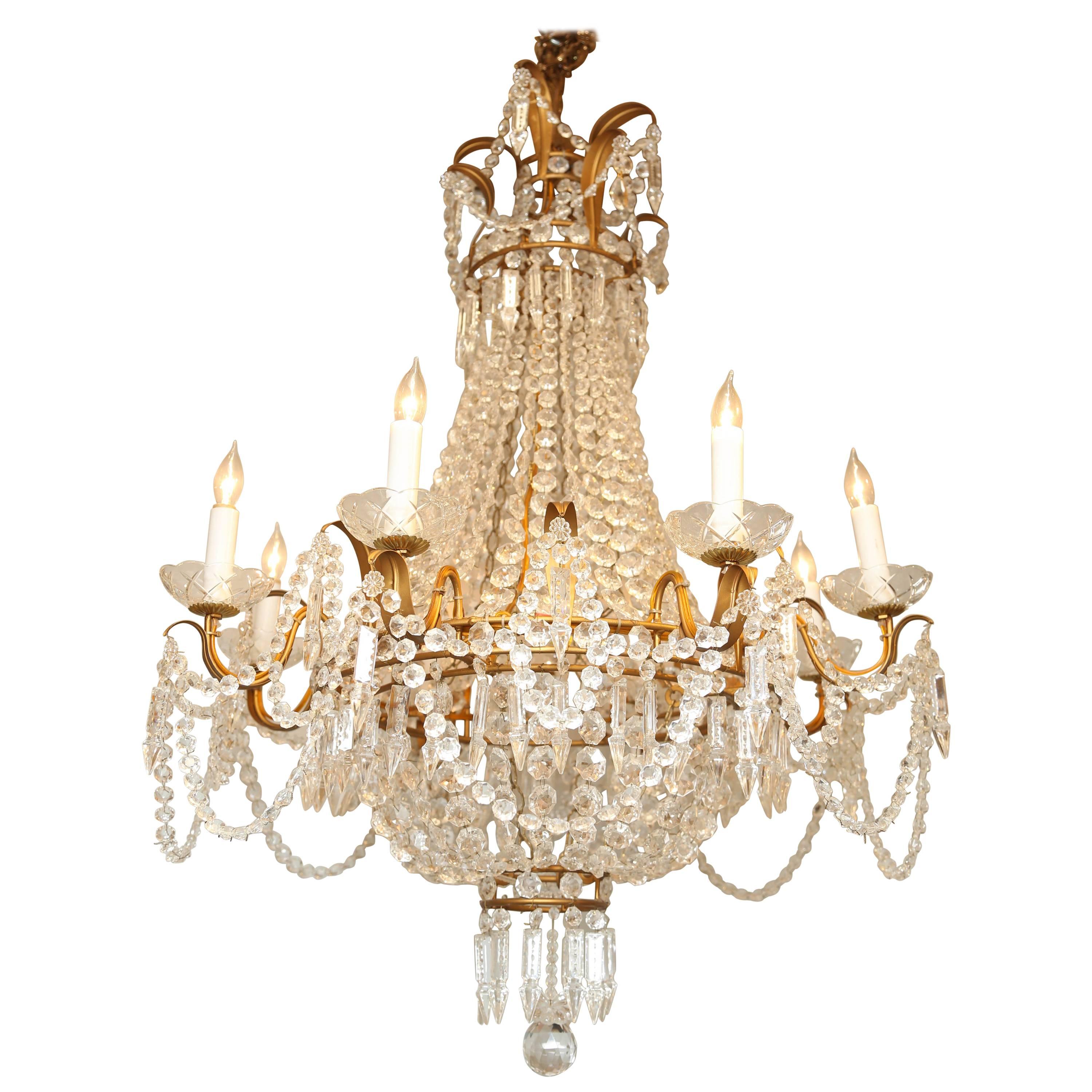 Empire Form Eight-Light Chandelier For Sale