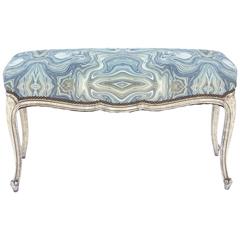 Painted Louis XV Bench with Onyx Fabric Seat