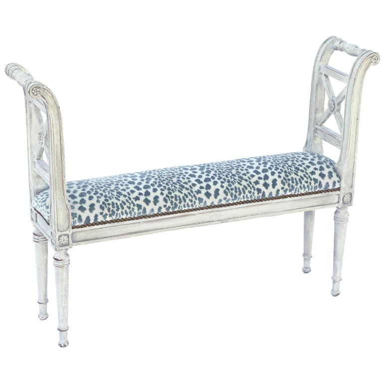 Narrow Neoclassical Style Window Seat Bench For Sale at