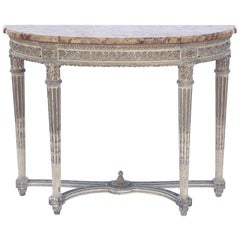 Louis XVI Painted Demilune with Breche d'Alep Marble Top