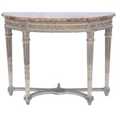 breche d
alep Louis XVI Painted Demilune with Breche d
Alep Marble Top