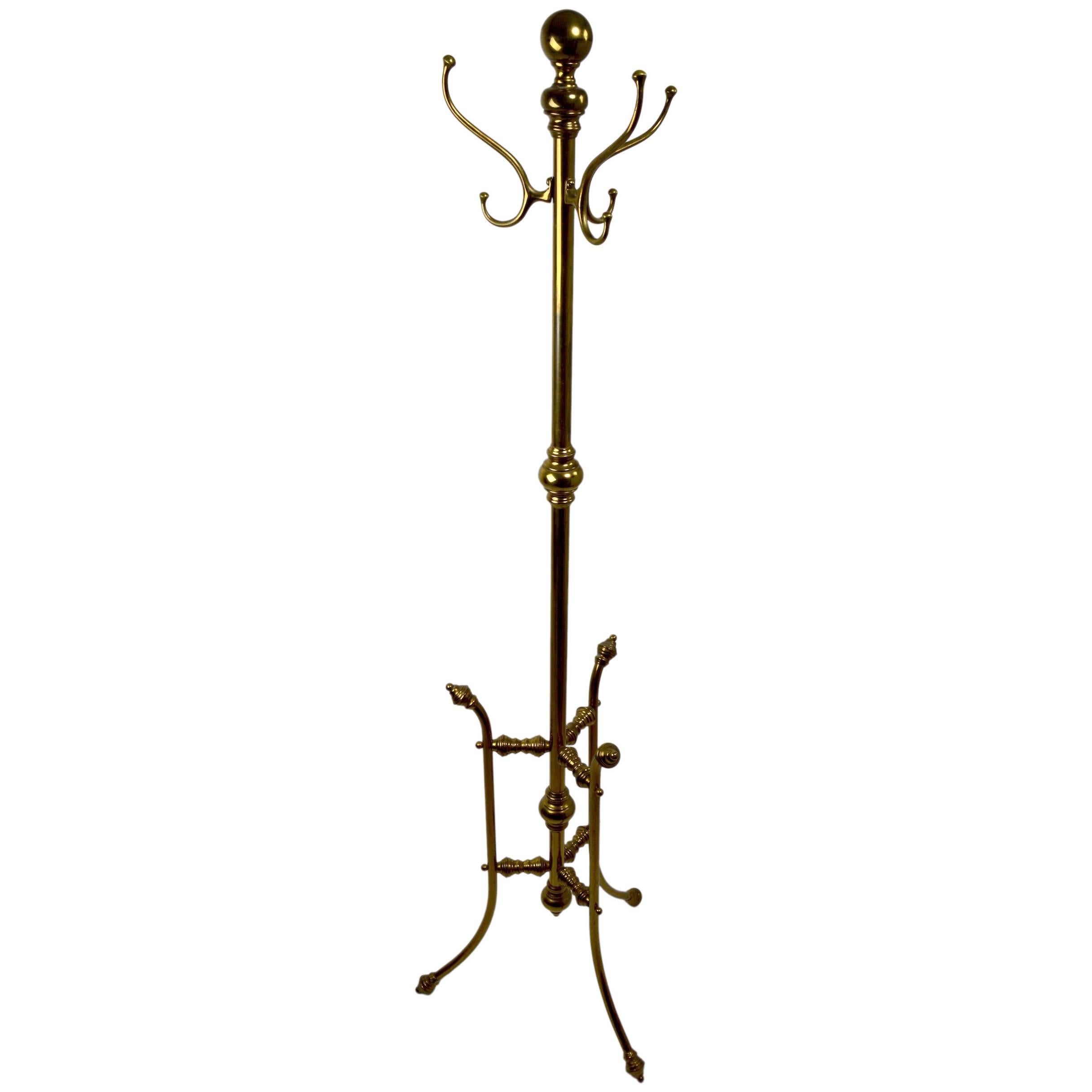  Brass Aesthetic Movement Coat Tree, Hat Stand