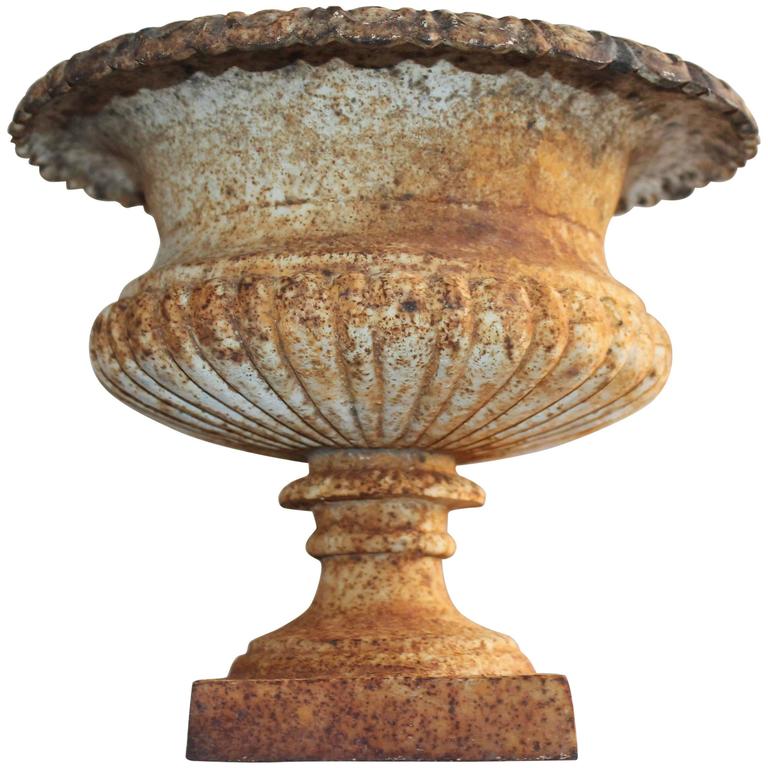 19th Century Diminutive Original White Painted Tabletop Urn For Sale at