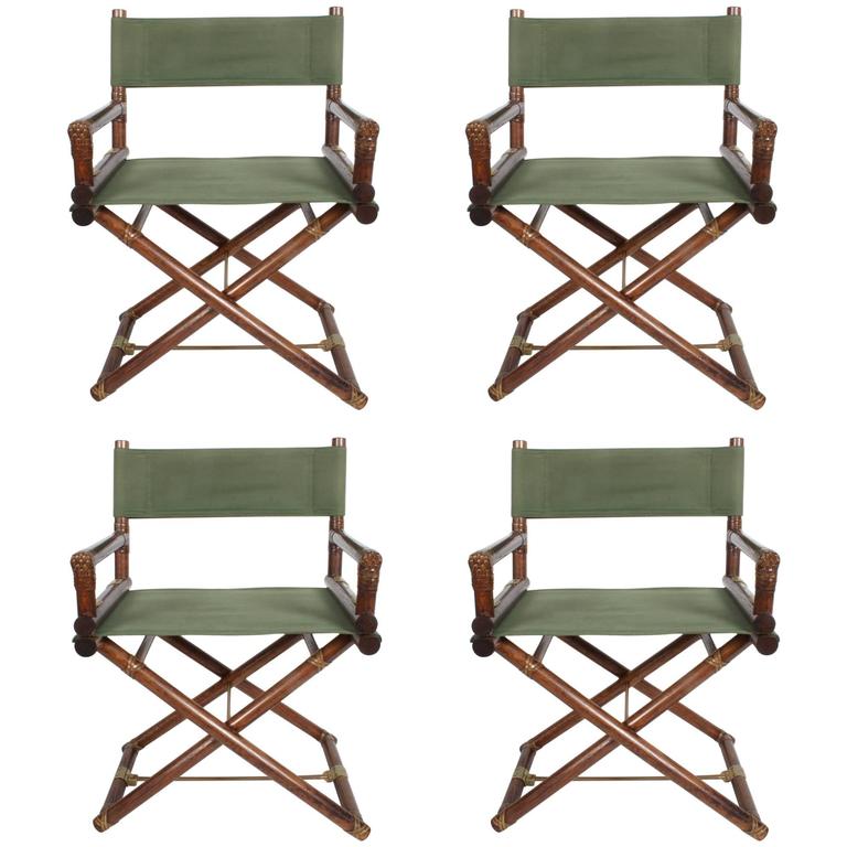Set Of Four Mcguire Furniture Director S X Campaign Chairs At 1stdibs Set Of Four Mcguire Furniture Director S X Campaign Chairs For