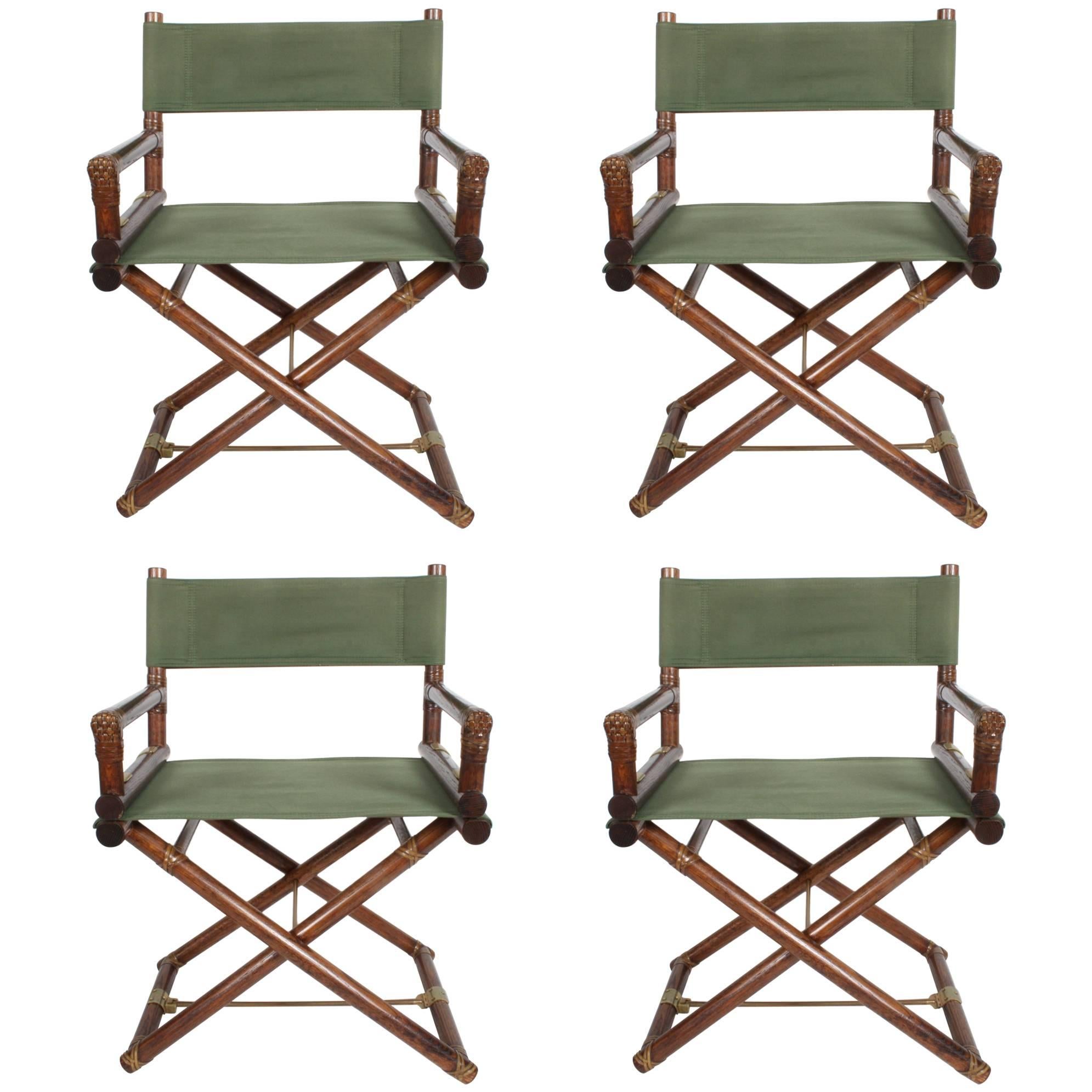 Set of Four McGuire Furniture Director's X Campaign Chairs