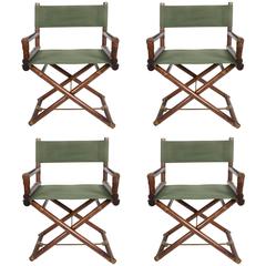 Vintage Set of Four McGuire Furniture Director's X Campaign Chairs