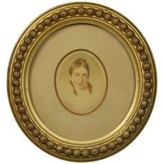 Regency Miniature Watercolor Portrait of a Lady Oval Gilt Gesso Frame Georgian 7