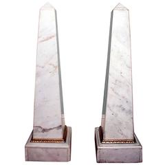 Stunning Pair of Large Empire White Marble Obelisks