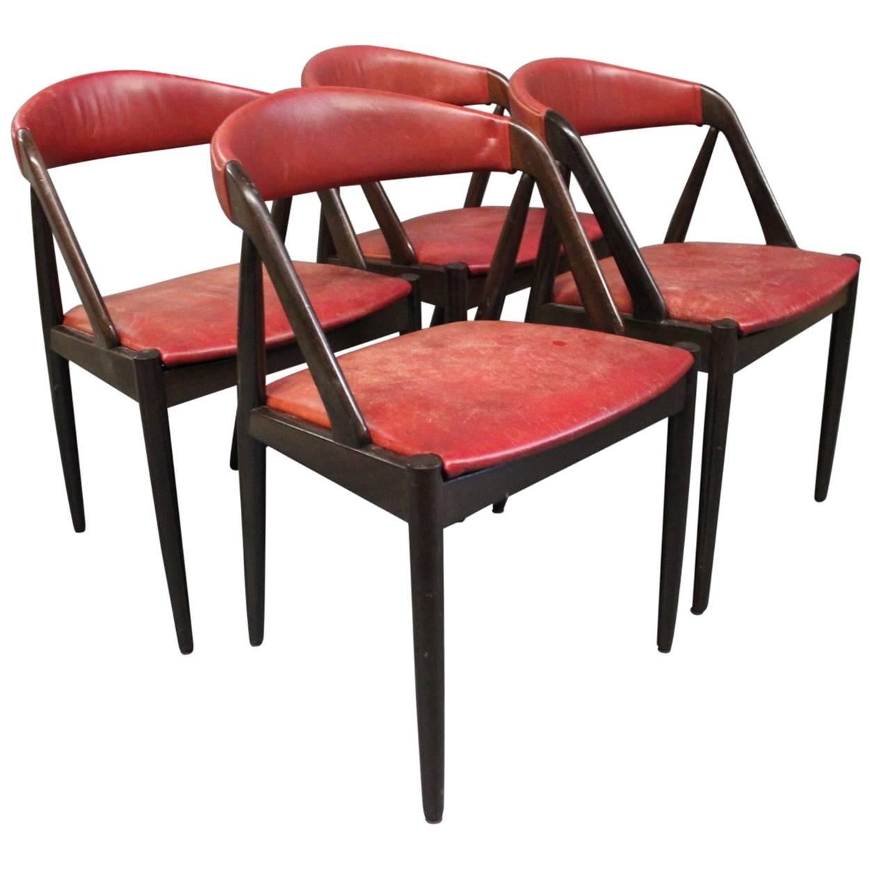 Set of Four Dining Room Chairs, Model 31 by Kai Kristiansen, 1960s For Sale