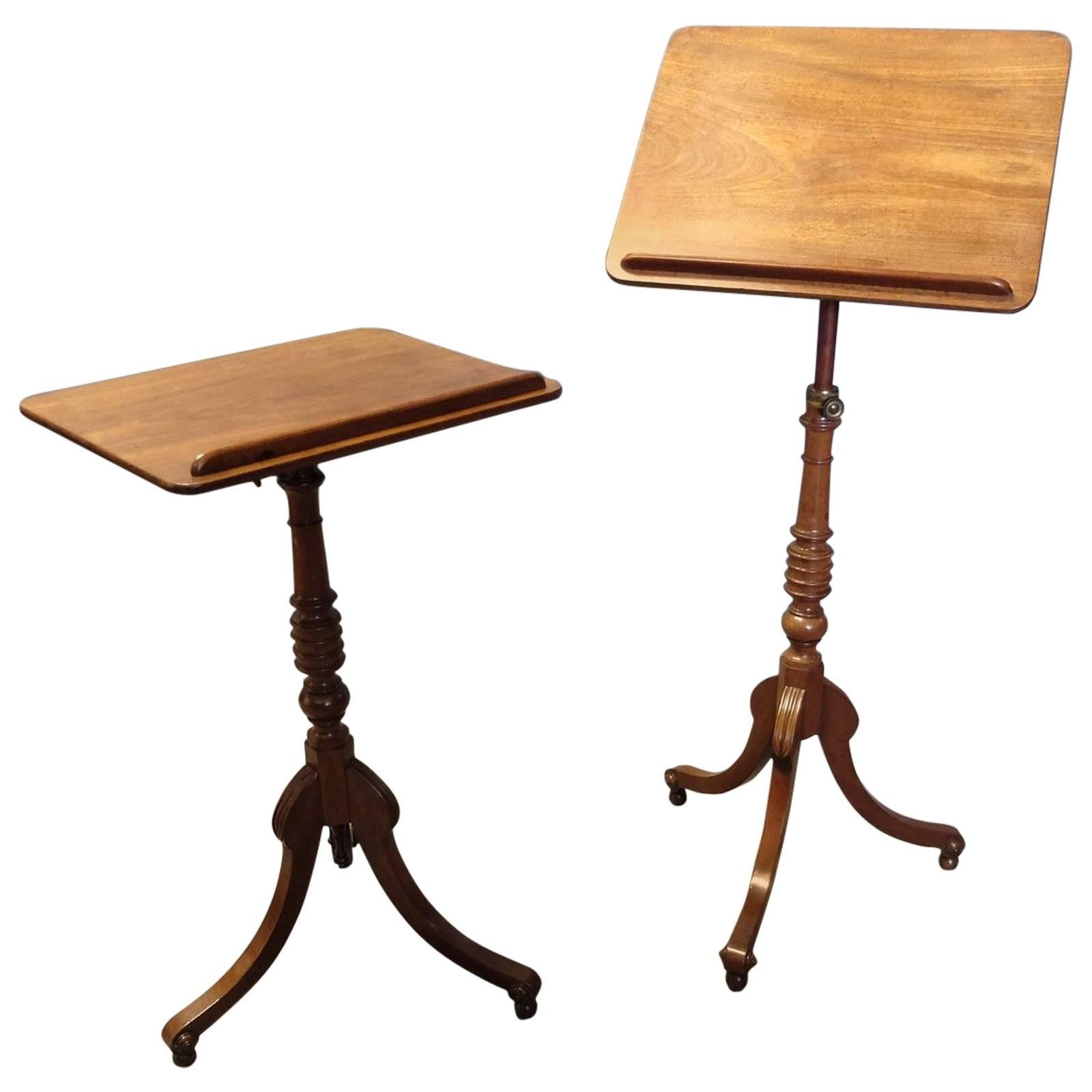 Pair of Regency Mahogany Tripod Occasional Tables or Music and Reading Stands For Sale