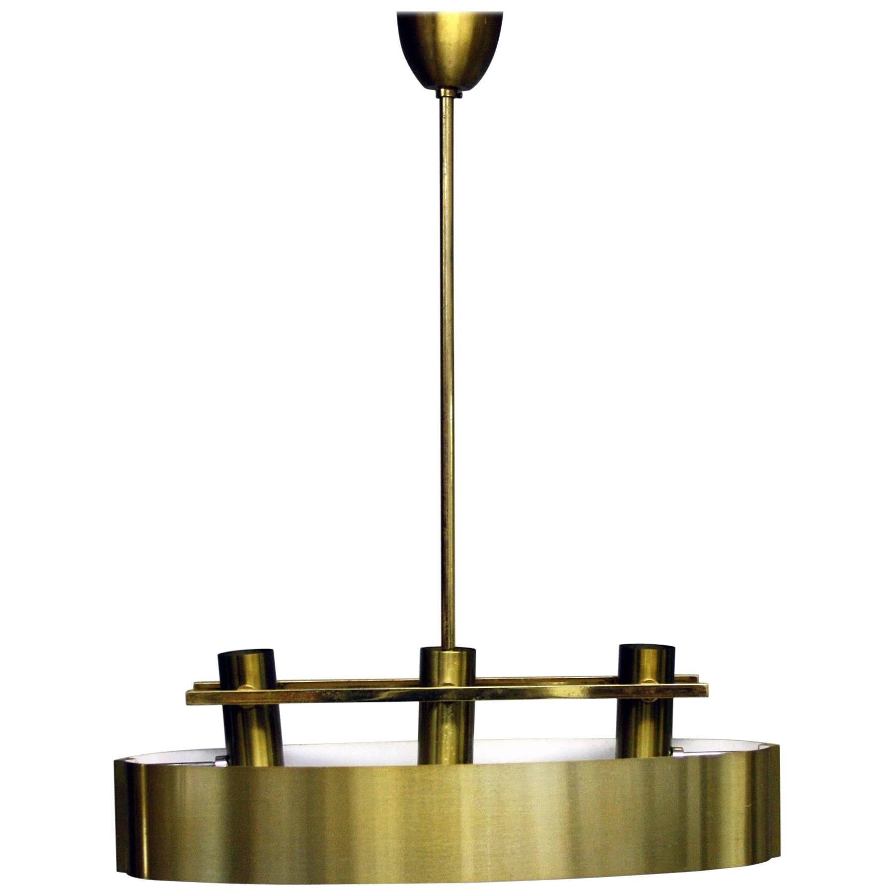 French 20th Century Brushed Brass Ceiling Light