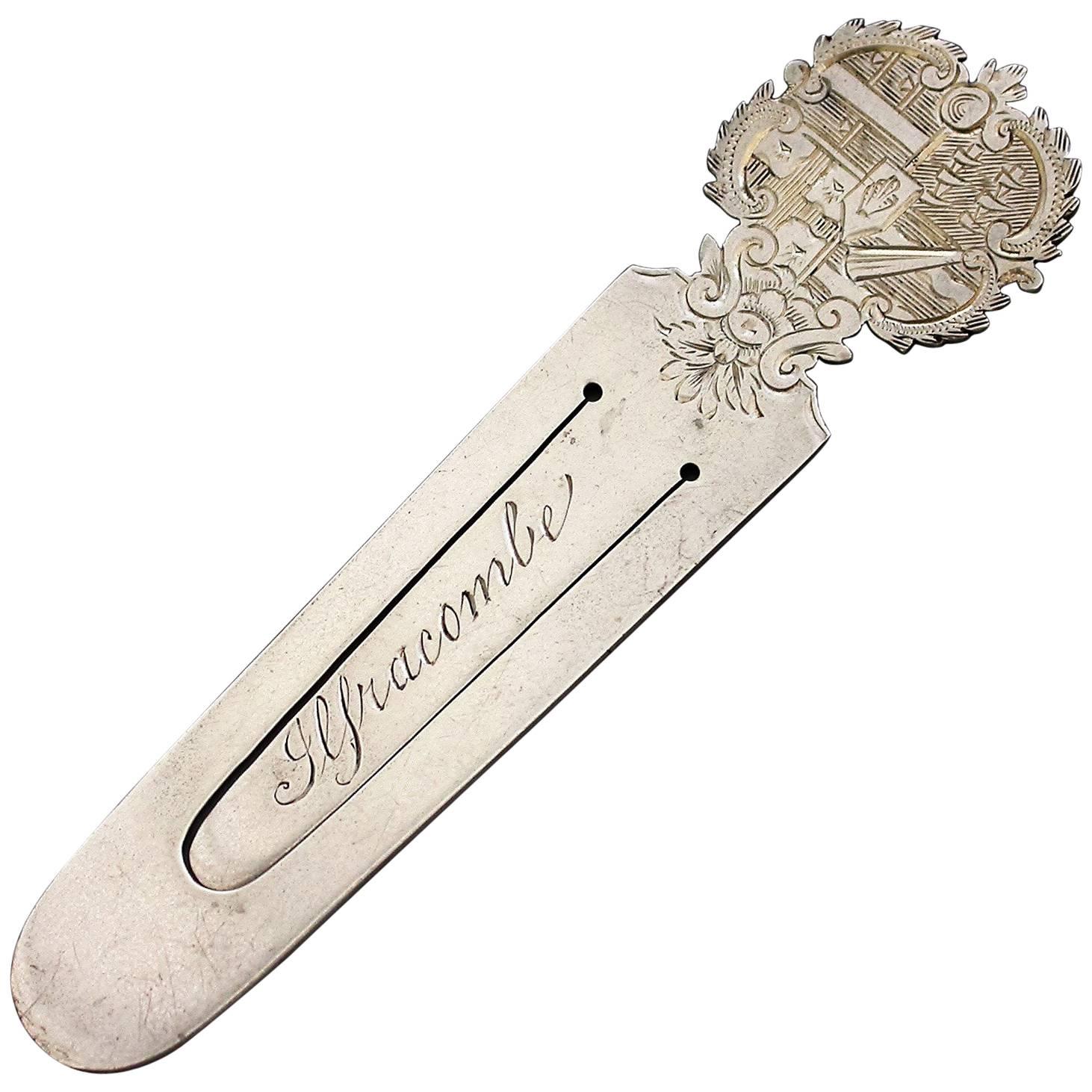 Edwardian Silver "Ilfracombe" Souvenir Bookmark