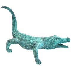 Impressive Lifesize Bronze Crocodile Alligator