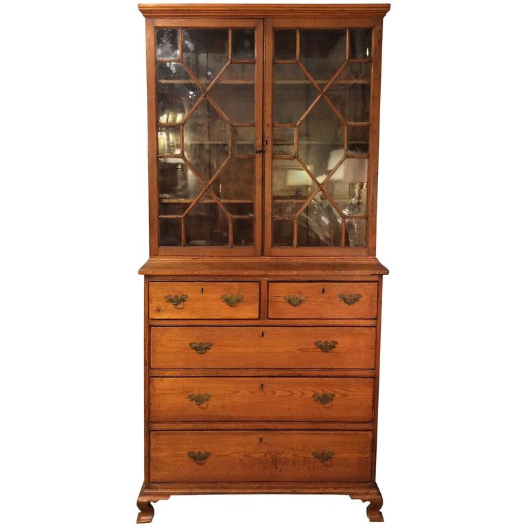 excellent 1800s irish glass front cabinet secretary at 1stdibs