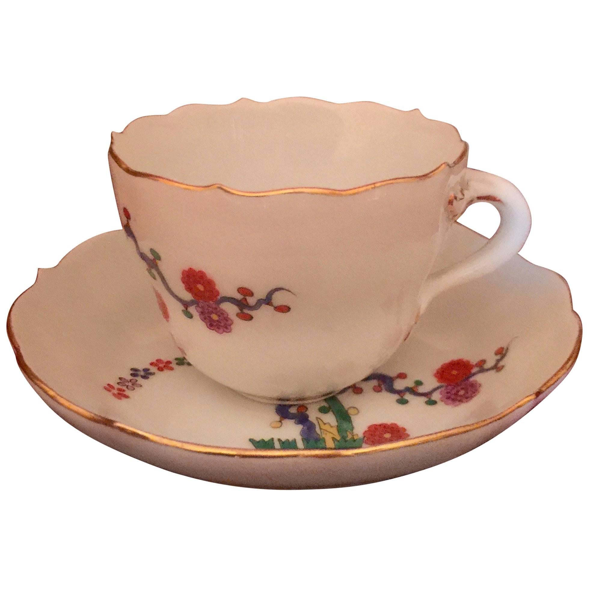 19th Century German Vintage Meissen Demitasse Cup and Saucer