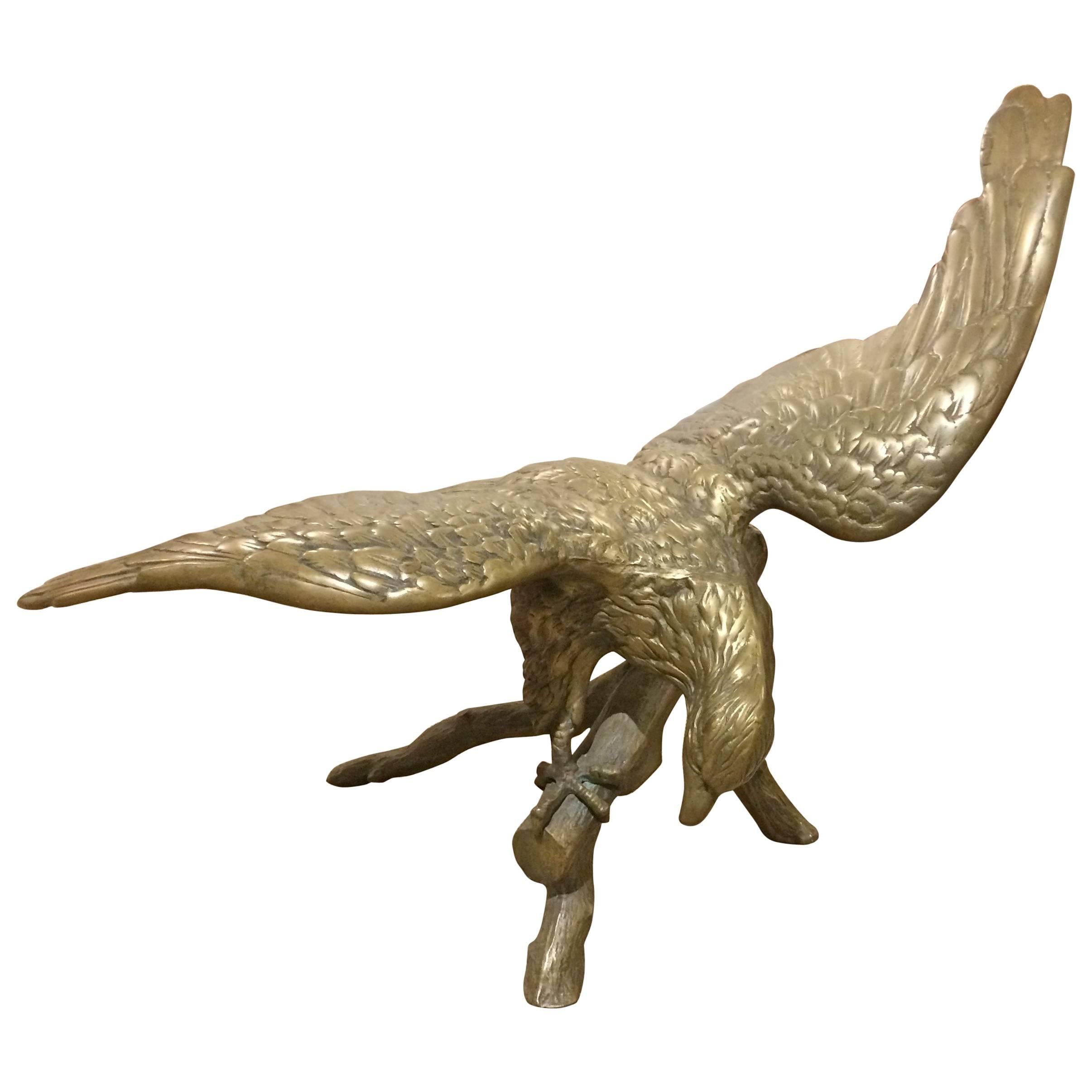 Impressive Brass Sculpture of a Powerful Eagle