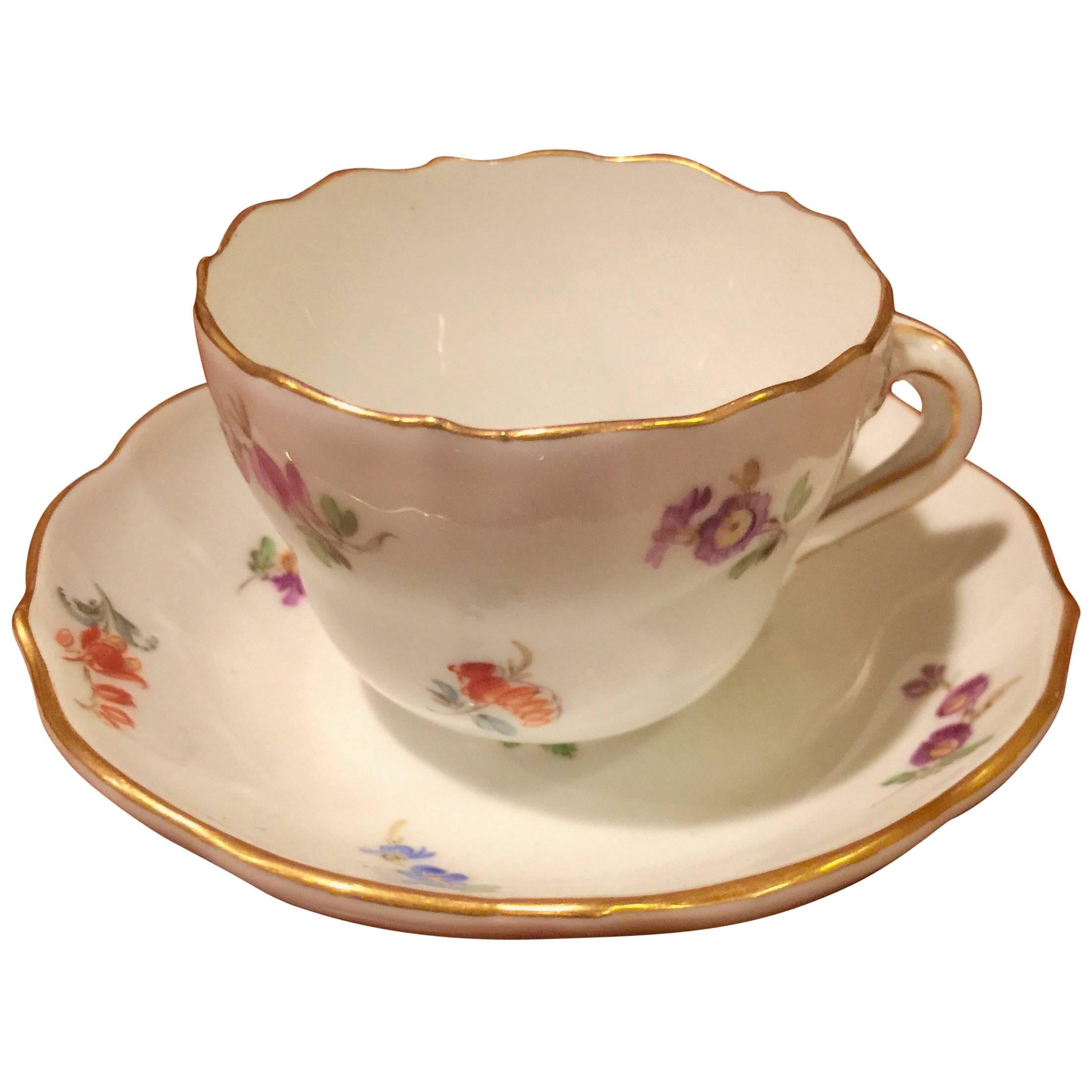 19th Century Vintage German Meissen Demitasse Cup and Saucer