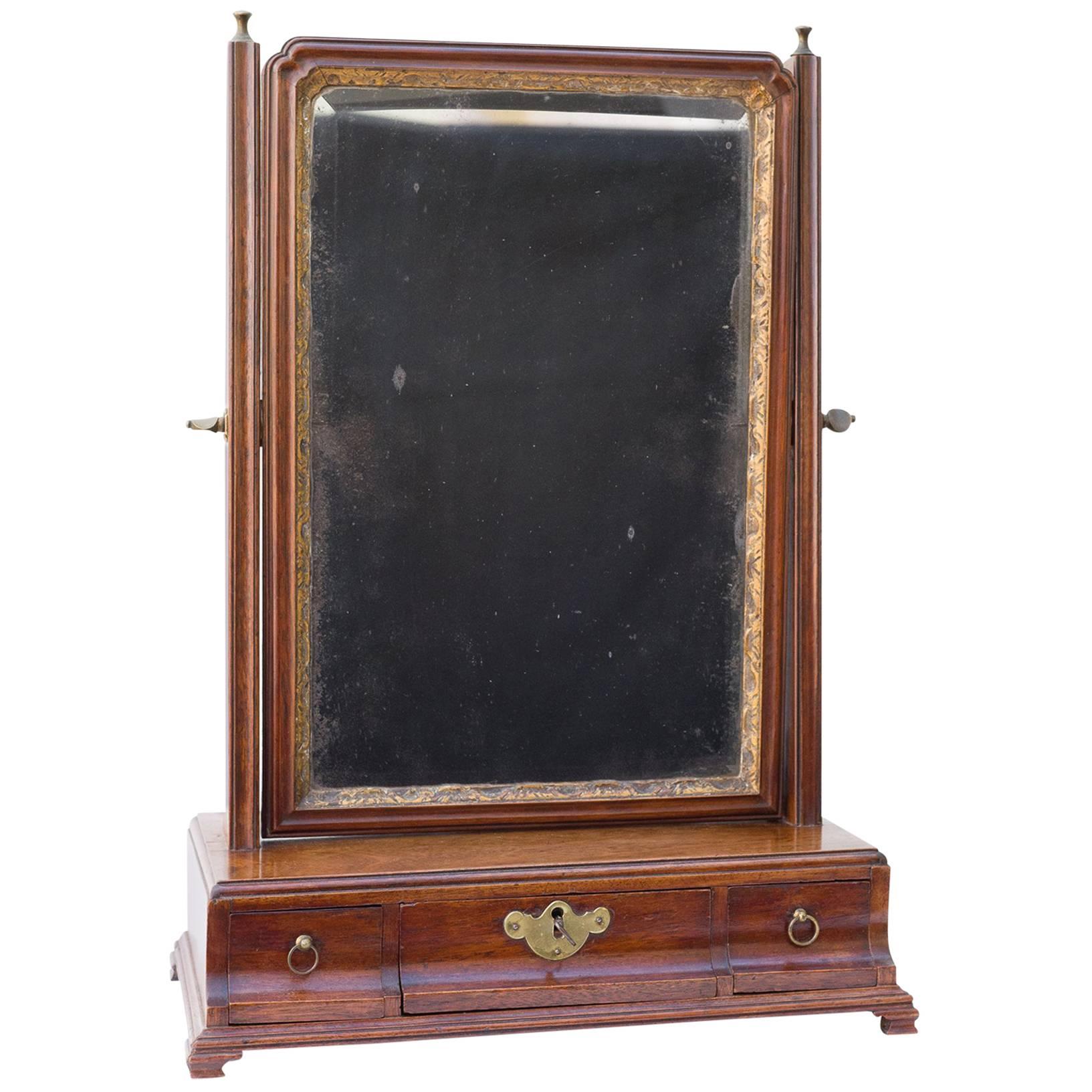 18th Century Georgian Mahogany Dressing Table Mirror Bevelled Glass For Sale