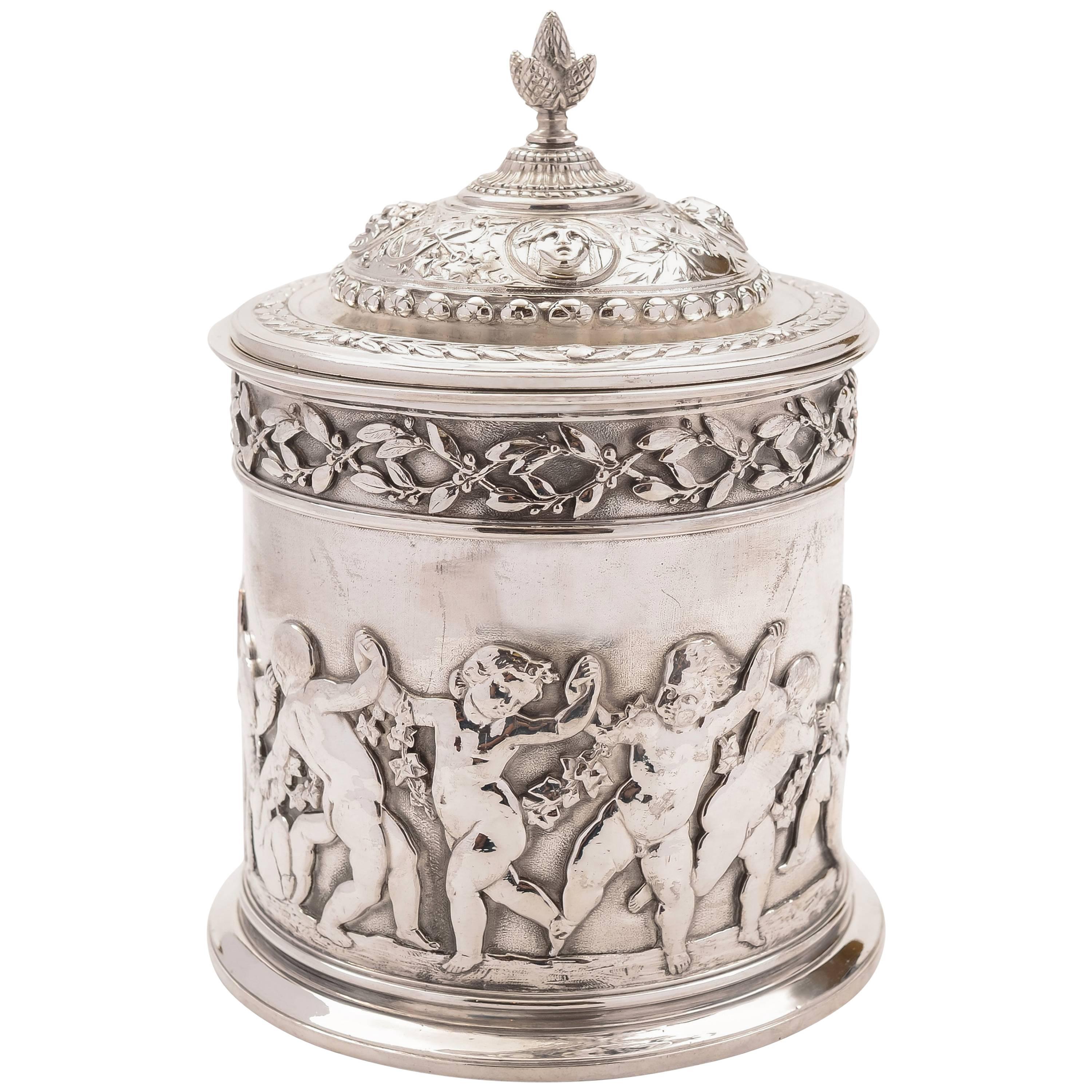 19th Century Victorian Silver Plated Elkington Biscuit Barrel or Cookie Jar For Sale