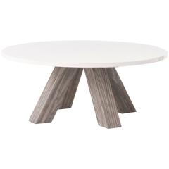 White Lacquer and Grey Wood Coffee Table