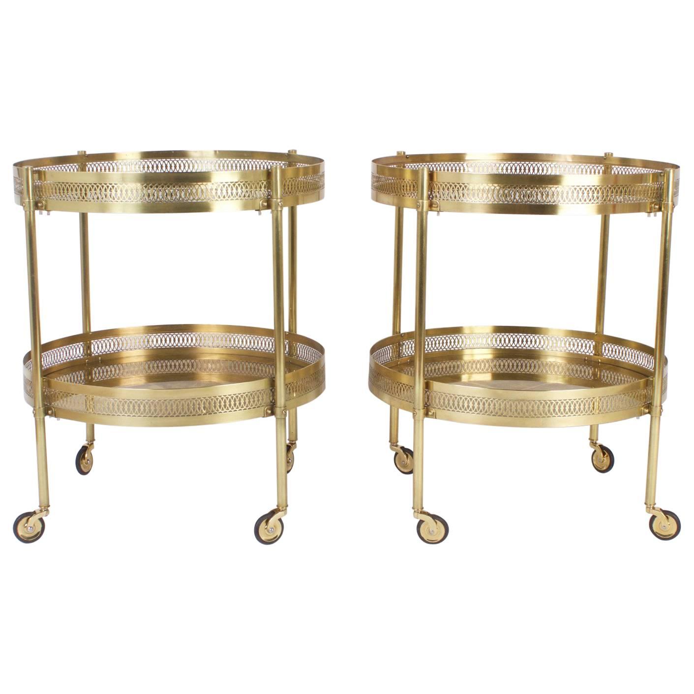 Chic Pair of Mid-Century Serving Carts or Tables