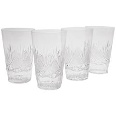 Antique Set of Four 20th Century Edwardian Cut Glass Pint Sized Tumblers