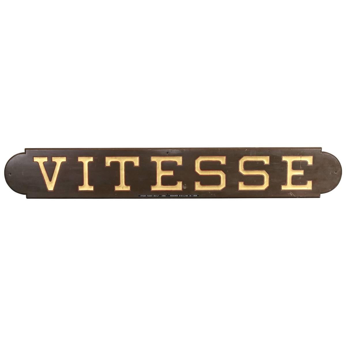 Commuter Yacht Vitesse Nameboard