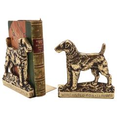 20th Century Edwardian Brass Dog Bookends