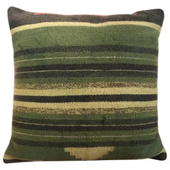 Retro Green Decorative Pillows Hand Woven Kilim Decorative Pillow Bench Cushion Cover 