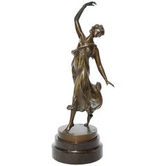 Bronze of Dancing Woman with Raised Arm by Rudolf Kuchker