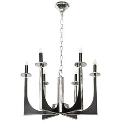 Italian 1970s Modern Chrome and Enamel Chandelier 2