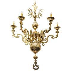 Flemish Dutch Baroque Style Brass Chandelier 2