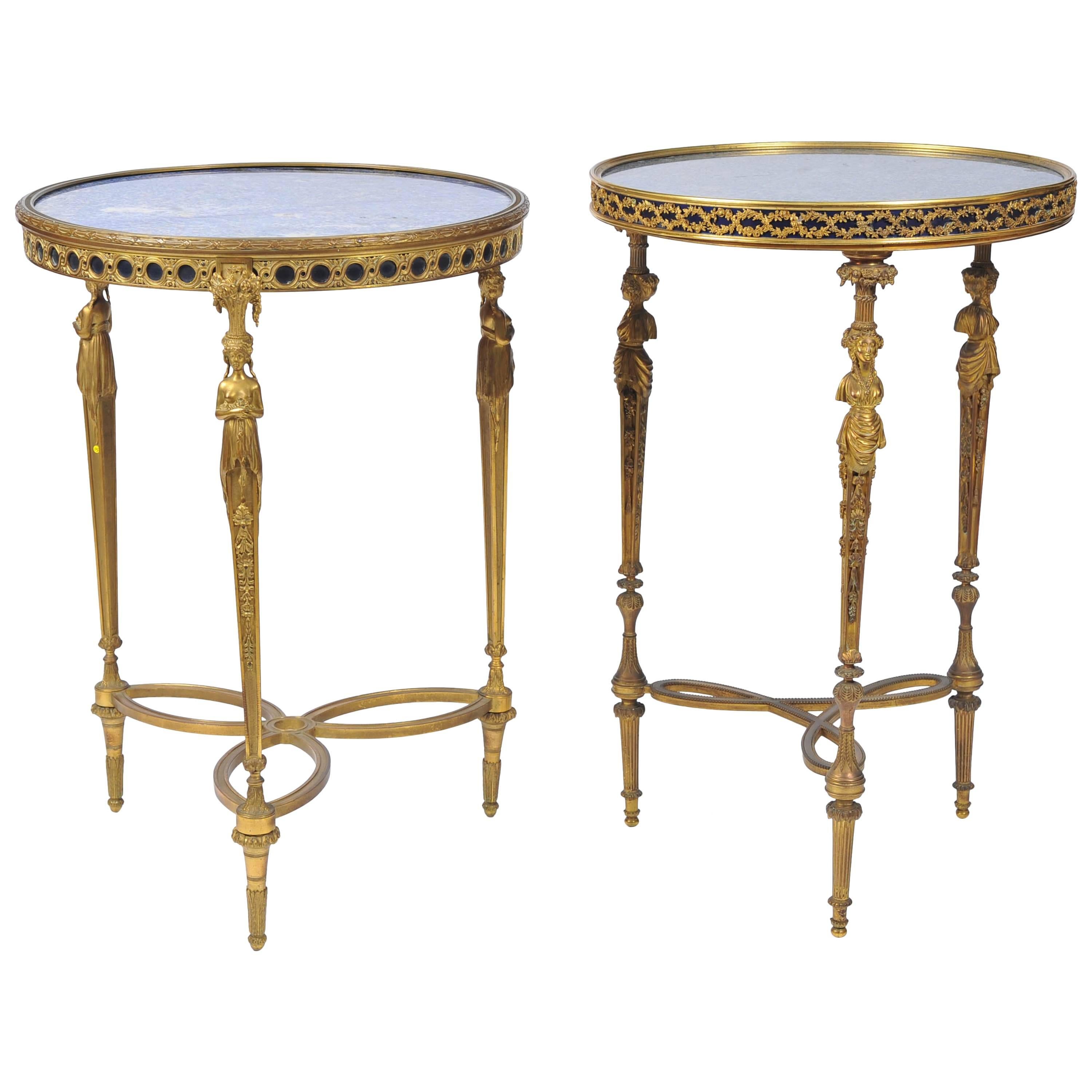 Near Pair of C19th Louis XVI Style Tables, in the manner of Weisweiller. For Sale