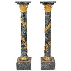 Pair of Louis XVI Style Antique Marble Pedestals