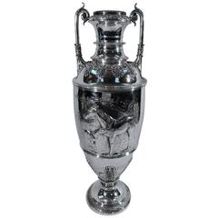 Antique Tiffany Tall Sterling Silver Horse Racing Trophy Cup 11