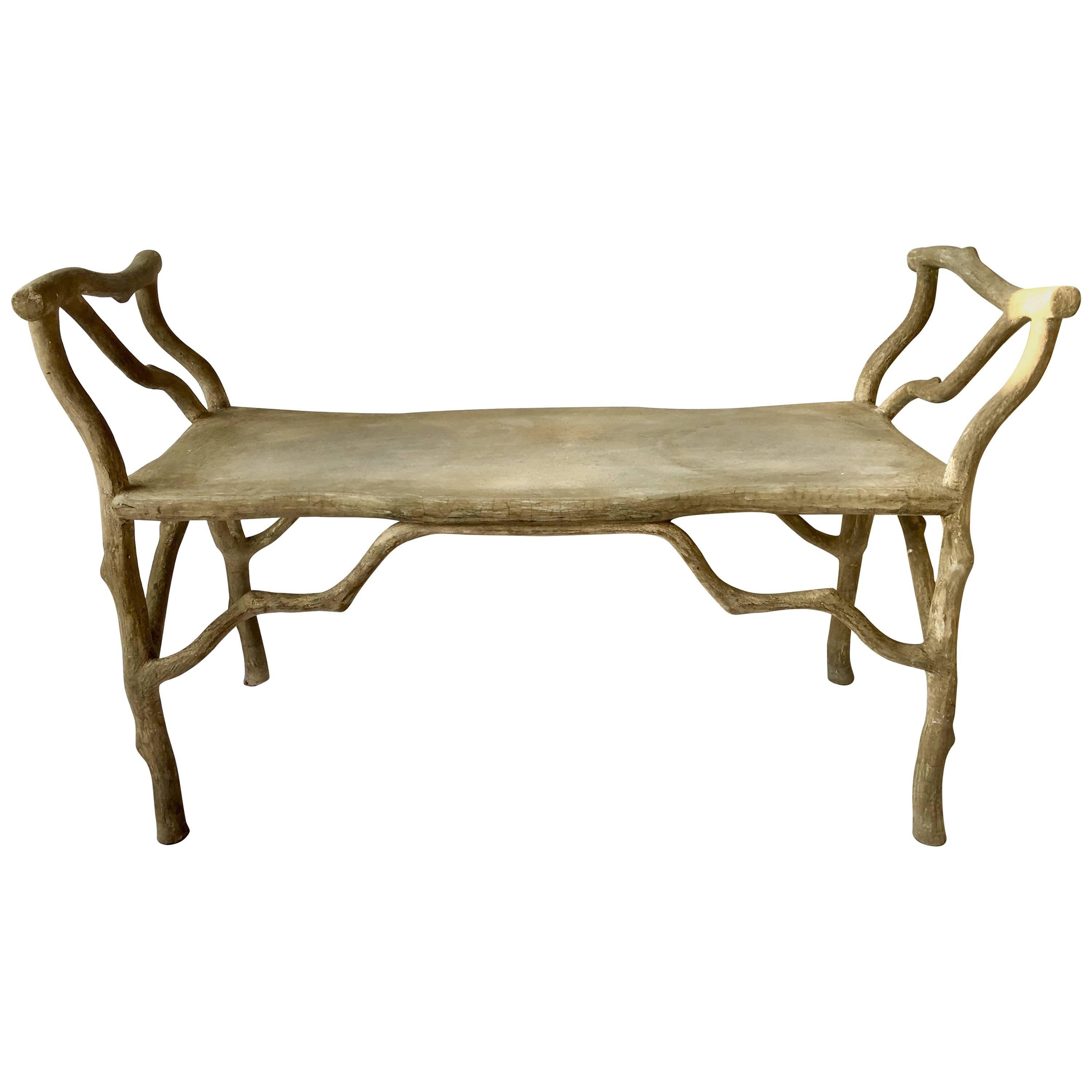 Faux Bois Concrete "Twig" Bench