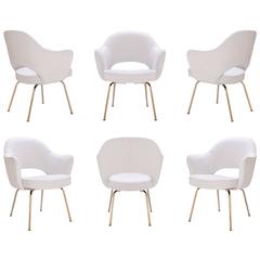 Saarinen Executive Armchairs in Dove Ultrasuede, 24-Karat Gold, Set of Six 4