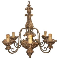 Wood Florence Style Chandelier, Italy, 1960s
