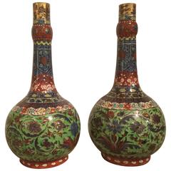 Outstanding Pair of 18th Century Chinese Clobbered Vases