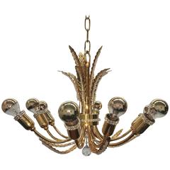 Petite Palwa Gold Plate Leaf and Crystal Chandelier 5